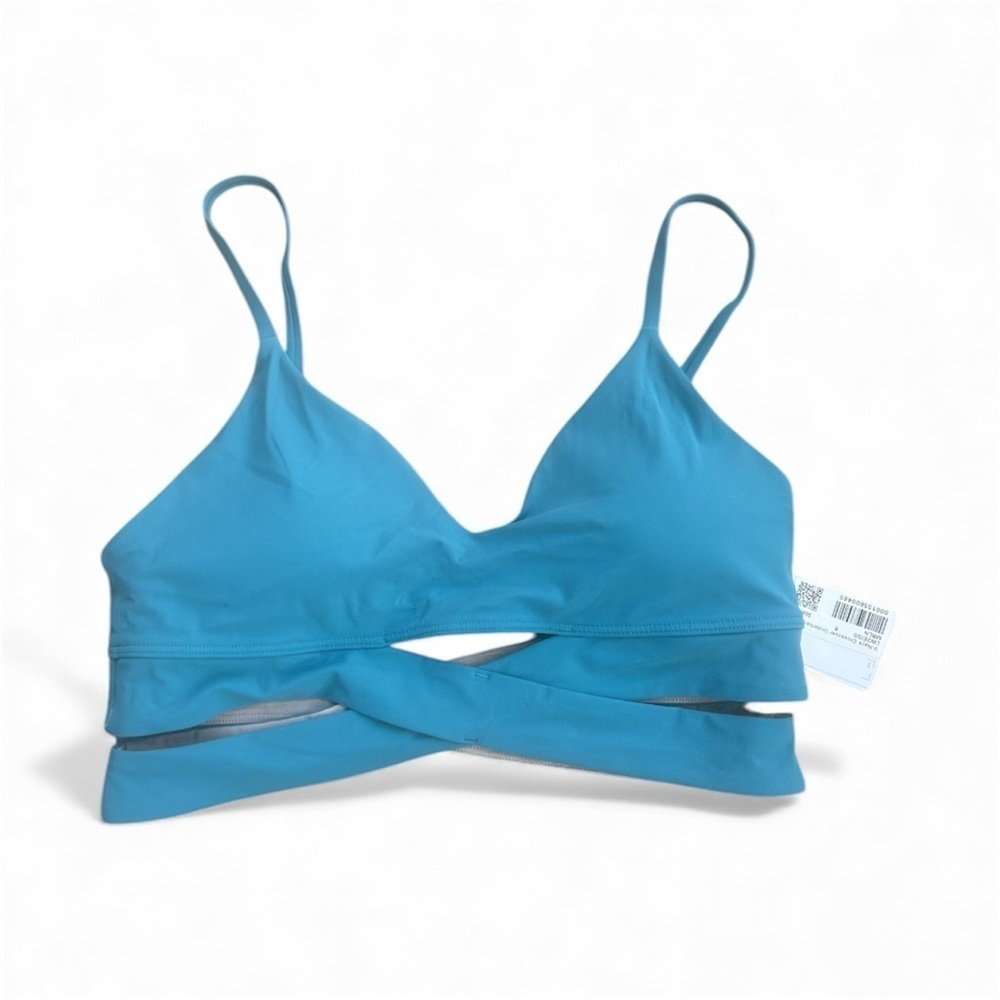 Lululemon Athletica v-Neck crossover underband Blue sports Bra Sz 8 nwt, 019